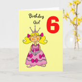 6-jarige prinses (blonde haar) kaart (Gele Bloem)