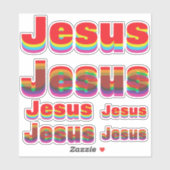 6 Jezus naam (2 design, 3 maten) Rainbow Offset Sticker (Vel)