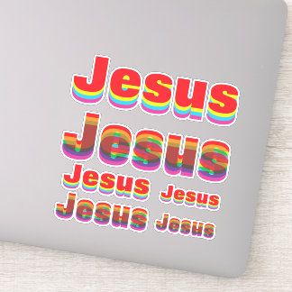 6 Jezus naam (2 design, 3 maten) Rainbow Offset Sticker