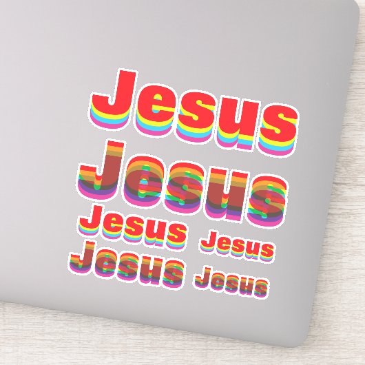 6 Jezus naam (2 design, 3 maten) Rainbow Offset Sticker (Detail)