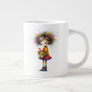 * 6 Kleurrijke Whimsical Kerst MEISJE Cadeau AP Extra Grote Beker