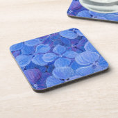 6 Kurk Rug Onderzetters - Blauw Hydrangea (Linkerzijde)
