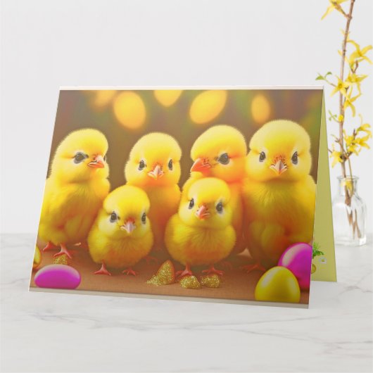 6 Little Easter Chicken Collectie Kaart (Gele Bloem)