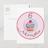 6 maanden Cupcake Milestone Briefkaart (Voorkant / Achterkant)