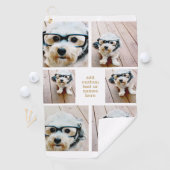 6 Minimalistisch fotocollage - Gold en White Grid Golfhanddoek (Insitu)