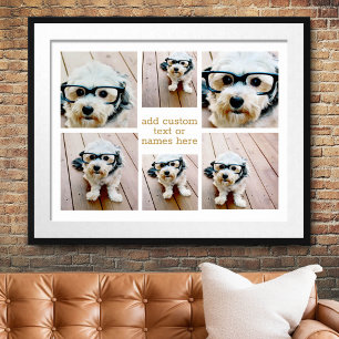 6 Minimalistisch fotocollage - Gold en White Grid Poster