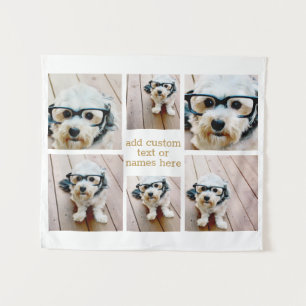 6 Minimalistisch fotocollage - Gold en White Grid Wandkleed