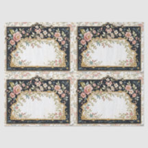 6 Mooie Vintage Sierlijke Paneel Tissue Papers