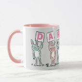 6 Nom Lettre Avec Fun Rabbits Mug (Gauche)