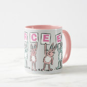 6 Nom Lettre Avec Fun Rabbits Mug (Devant droit)