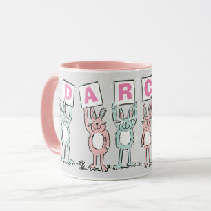 6 Nom Lettre Avec Fun Rabbits Mug