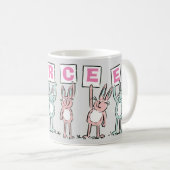 6 Nom Lettre Avec Lapins Amusants Café Mug (Devant droit)