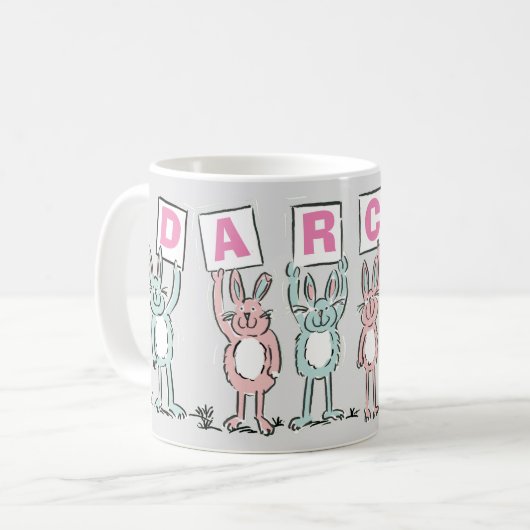 6 Nom Lettre Avec Lapins Amusants Café Mug (Devant gauche)