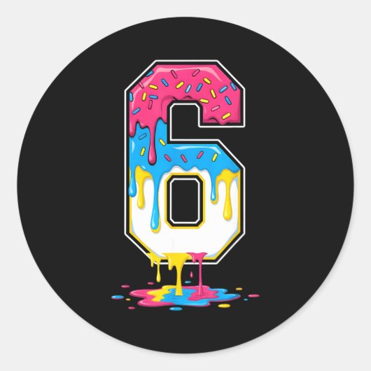 6 Number Seven Team Srts Ice Cream Drip Matching V Ronde Sticker (Voorkant)