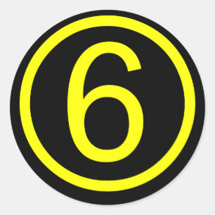 6 - nummer 6 ronde sticker