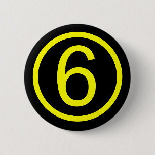 6 - Nummer zes Ronde Button 5,7 Cm