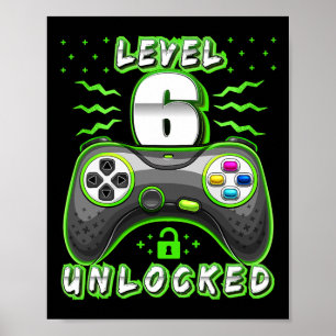 6 Ontgrendeld Videospel 6e Verjaardag Gamer Jongen Poster