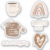 6 Pack Christelijke bijbel geschrift beige Sticker (Voorkant)