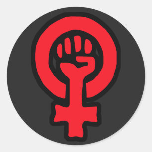 6 Pack Custom Rode Glanzende Feministische Symbool Ronde Sticker