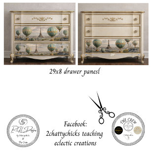 6 Paris Hete Lucht Ballon Inpak Tekening Panelen Inpakpapier Vel