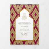 6 pg NIKAH WALIMAH Blanc Rouge Or Ornat Tri-Fold I (Page de couverture)