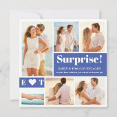 6 Photo Collage Fiançailles bleu Faire-part (Devant)