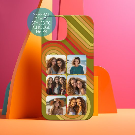 6 Photo Collage Funky Line Art - Couleurs coucher 