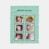 6 photo collage green fleece deken (Voorkant)