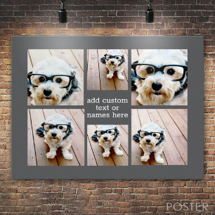 6 Photo Collage Minimalist - Grijs en wit raster Poster