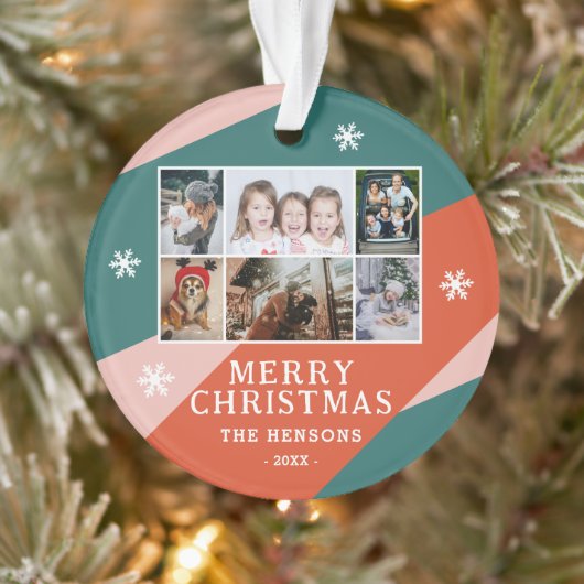 6 Photo Collage rose vert orange Famille de Noël (Arbre)