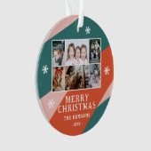 6 Photo Collage rose vert orange Famille de Noël (devant)