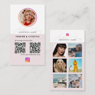 6 Photo Feed Grid Social Media 2 QR-codes Visitekaartje