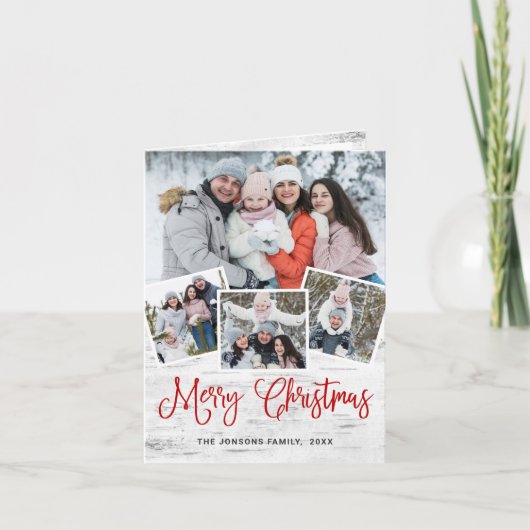 6 PHOTO Kerstmis Rustic Birch Bark Greeting Feestdagen Kaart (Voorkant)