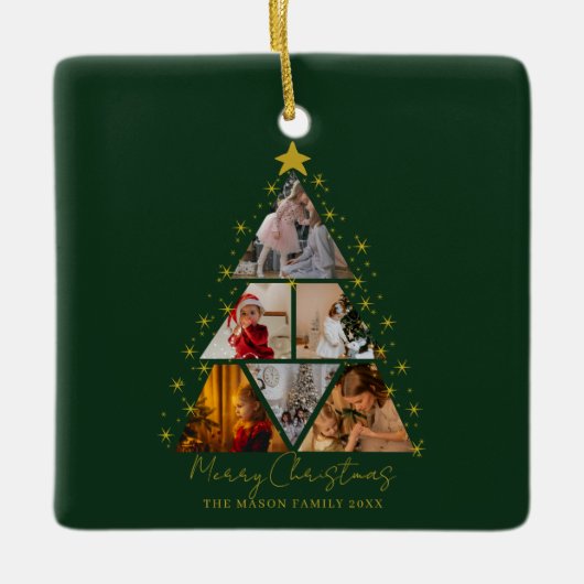 6 Photo Tree Shape Christmas memory Keramisch Ornament (Voorkant)