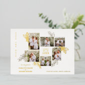 6 Photos Collage Wedding Botanical Branches Frame Folie Uitnodiging (Staand Voorkant)