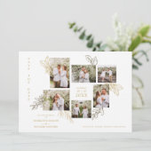6 Photos Collage Wedding Botanical Branches Frame  Save The Date (Staand voorkant)