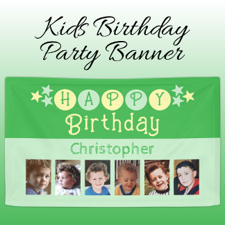 6 photos happy birthday name kids green party spandoek