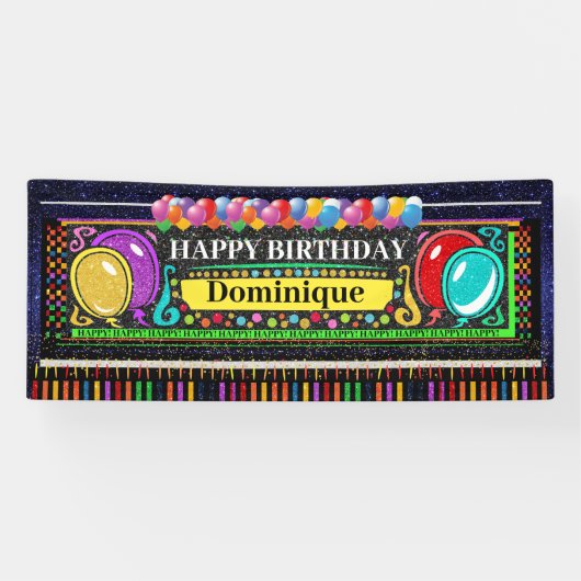 6 Pieds Bannière Anniversaire Heureux (Horizontal)