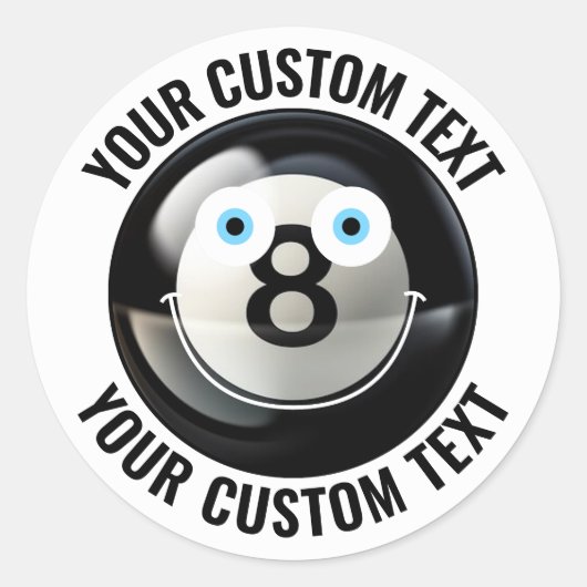 6 Pool 8 Bal Gepersonaliseerde Tekst Custom Happy  Ronde Sticker (Voorkant)