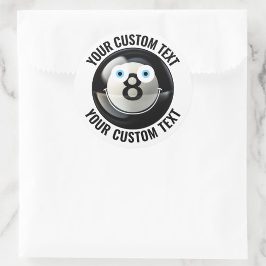 6 Pool 8 Bal Gepersonaliseerde Tekst Custom Happy  Ronde Sticker (Tas)