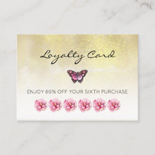 *~* 6 Punch Hole Butterfly Flowers Loyalty Card