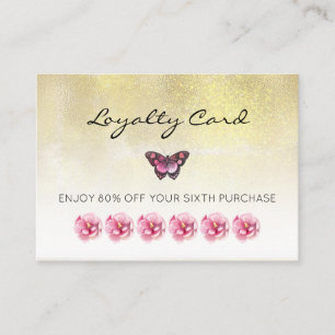 *~* 6 Punch Hole Butterfly Flowers Loyalty Kaart