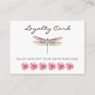 *~* 6 Punch Hole Flowers Dragonfly Loyalty Card