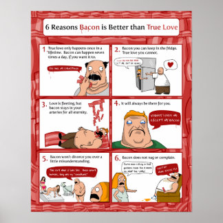 6 Redenen Bacon is beter dan True Love Poster