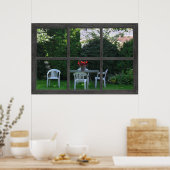 6 Rustic Pane Faux-venster met Uitzicht Po Poster (Keuken)