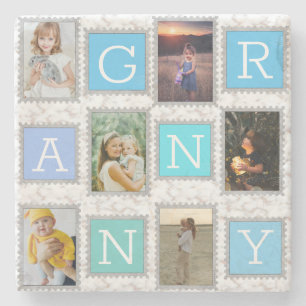 6 Six Collage Cute Baby Family Love Granny Stenen Onderzetter