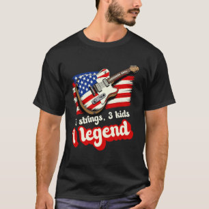 6 Snaar 3 Kinderen 1 Legende VS Vlag Gitaar Muziek T-shirt