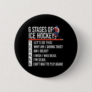 6 Stadia van ijshockey en hockeyspeler Ronde Button 5,7 Cm