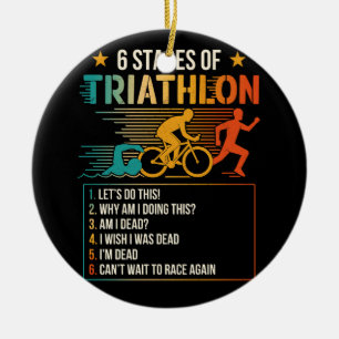 6 stadia van triatlon atleten hardlopen keramisch ornament