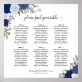 6 Tabel Blauwe Rozen Boho Wedding Seating Chart Poster (Voorkant)